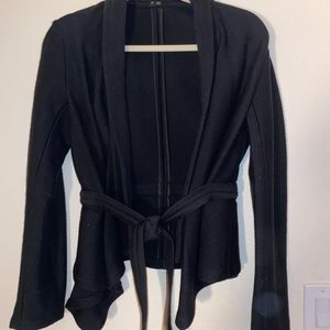 Black long sleeve cardigan/blazer style jacket part wool